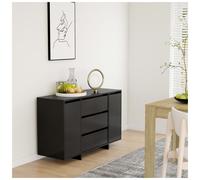 Sideboard 120x41x75 cm Black Engineered Wood 2 Doors 3 Drawers Modern Slim Ideal