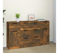 Sideboard 121x30x70cm Smoked Oak Engineered Wood 5 Drawers 2 Flush Doors Durable
