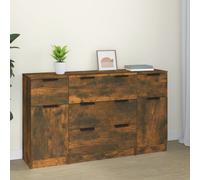 Sideboard 121x30x70cm Smoked Oak Engineered Wood 5 Drawers 2 Flush Doors Durable