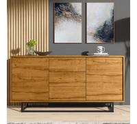 Mex Furniture Striking 140cm Loft Retro Industrial Sideboard Vintage Oak TV Unit Cabinet Cupboard - 140 cm - Oak Matt Body & Oak Matt Fronts - MDF/Chipboard