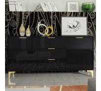 (Black) Sideboard 140cm Gloss Doors - Mex Furniture