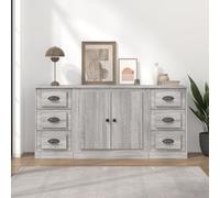 Sideboard 142x35.5x67.5cm Grey Sonoma Engineered Wood 3-Door Storage Set of 3pcs