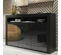 Sideboard 155cm Aether - Black with Gloss Doors