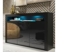 Sideboard 155cm Aether - Black with Gloss Doors and LED Lights