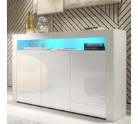 Sideboard 155cm Aether - White with Gloss Doors and LED Lights