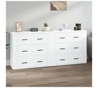 Sideboard 160 cm White Engineered Wood 6-Drawer Minimalist Modern Storage Buffet