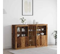 Sideboard 162 x 37 x 100 cm Old wood Engineered wood LED RGB 2-door Storage Unit