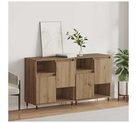 Sideboard 180x35x70 cm Artisan Oak Engineered Wood 6-Door Tapered Iron Legs 3pc