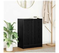 Sideboard 2-Door Black Oak Engineered Wood 57x34x76cm Compact Storage Cabinet.
