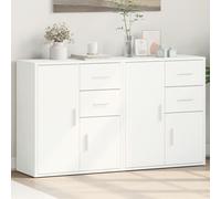 Sideboard 2 pcs White Engineered Wood 60x31x70 cm Slim Storage Cabinet Modern UK