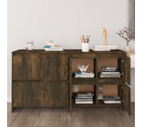 (smoked oak) vidaXL 2x Sideboards Chipboard Storage Side Book Console Cabinet Multi Colours