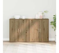 Sideboard 2pc Artisan Oak 60x31x70cm Engineered Wood White Storage Slim Cabinet