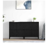 vidaXL 4 Door Black Oak Sideboard Set of 2 - Size: 70 x 60 x 35cm - Wilko