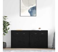 Sideboard 2pc Black Oak 70 x 35.5 x 67.5 cm Engineered Wood 4-Doors Matte Slim.