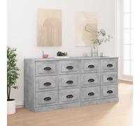 Sideboard 2pc Concrete Grey Engineered Wood 70x35.5x67.5cm w/ Drawer Modern Set