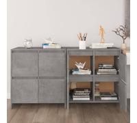 Sideboard 2pc Concrete Grey Engineered Wood 70x41x75cm 8-Door Storage Cabinet