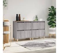 Sideboard 2pc Grey Sonoma 60x35x70cm Engineered & Eucalyptus Wood Modern Cabinet