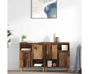 Sideboard 2pc Old Wood 60x35x70cm Engineered Wood 4 Door Modern Storage Buffets