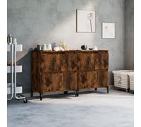 Sideboard 2pc Smoked Oak 60x35x70cm Engineered Wood & Metal Storage Cabinet Set