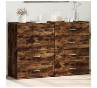 Sideboard 2pc Smoked Oak Engineered Wood 60x39x80 cm Modern Slim Storage Cabinet