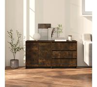 Sideboard 2pc smoked oak engineered wood 70x41x75cm set with doors & drawers inc