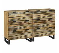 Sideboard 2pc Solid Mango Wood Natural Brown 60x33.5x75 cm Rustic Storage