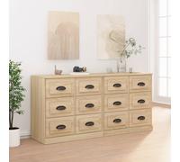 Sideboard 2pc Sonoma Oak 70x35.5x67.5cm Engineered Wood Modern Storage Set Slim