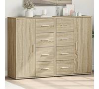 Sideboard 2pc Sonoma Oak Engineered Wood 60x31x84 cm White Rustic Storage Modern
