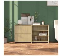 Sideboard 2pc Sonoma Oak Engineered Wood 70x41x75cm Old Wood 4 Door Storage Slim