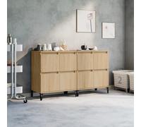 Sideboard 2pc Sonoma Oak Engineered Wood & Metal 60x35x70 cm White Compact Slim