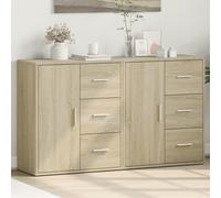 Sideboard 2pc Sonoma Oak/White 60x31x70cm Engineered Wood Storage Cabinet 2pcs