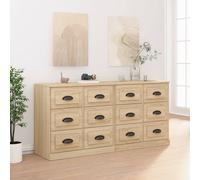 Sideboard 2pc Sonoma Oak/White 70x35.5x67.5cm Engineered Wood Storage Entryway