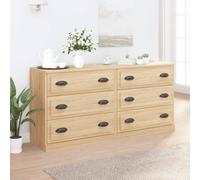 Sideboard 2pc White Engineered Wood 70x35.5x67.5cm Storage Cabinet 2-Door Buffet