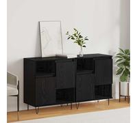 Sideboard 2pcs Black Oak 120x35x70cm Engineered Wood Metal Storage Cabinet Pack2