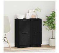 Sideboard 2pcs Black Oak Engineered Wood 30x30x70cm Compact Modern Storage Unit