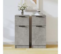 Sideboard 2pcs Concrete Grey Engineered Wood 30x30x70cm Slim Storage modern cab