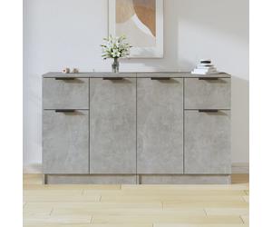 Sideboard 2pcs Concrete Grey Engineered Wood 60x30x70cm 4 Doors 1 Drawer Modern