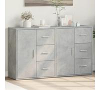 Sideboard 2pcs Concrete Grey Engineered Wood 60x31x70 cm Storage Cabinet 2-Door