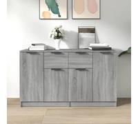 Sideboard 2pcs Grey Sonoma Engineered Wood 60x30x70cm 4 Door 1 Drawer Modern UK