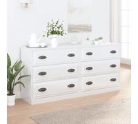 Sideboard 2pcs High Gloss White Engineered Wood 70x35.5x67.5 cm Modern 2-Door XL