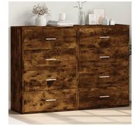 Sideboard 2pcs Smoked Oak 60x31x84cm Engineered Wood Storage Cabinet Modern Slim
