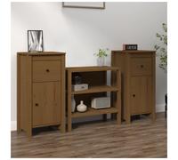 Sideboard 2pcs Solid Pine Wood Honey Brown 40x35x80 cm Slim Storage Cabinet Unit