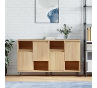 Sideboard 2pcs Sonoma Oak 120x35x70cm Engineered Wood Metal Storage SlimCabinets