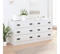 Sideboard 2pcs White 70x35.5x67.5cm Engineered Wood Matte. Drawer Black Handles
