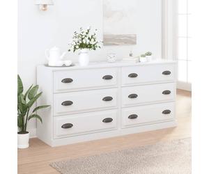 Sideboard 2pcs White 70x35.5x67.5cm Engineered Wood Matte. Drawer Black Handles