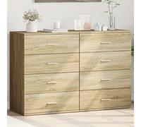 Sideboard 2pcs White Engineered Wood Sonoma Oak 60x39x80 cm Storage Modern Pair.