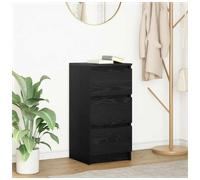 Sideboard 3-Drawer Black Oak 37.5x35x76cm Engineered Wood Compact StorageforHome
