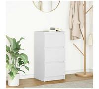 Sideboard 3-Drawer White Engineered Wood 37.5x35x76cm Slim Tall Cabinet for Home