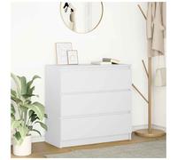 Sideboard 3-Drawer White Engineered Wood 80x35x76 cm Slim Storage Modern Cabinet
