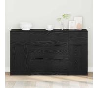 Sideboard 3 pcs Black oak 121 x 30 x 70 cm Engineered wood